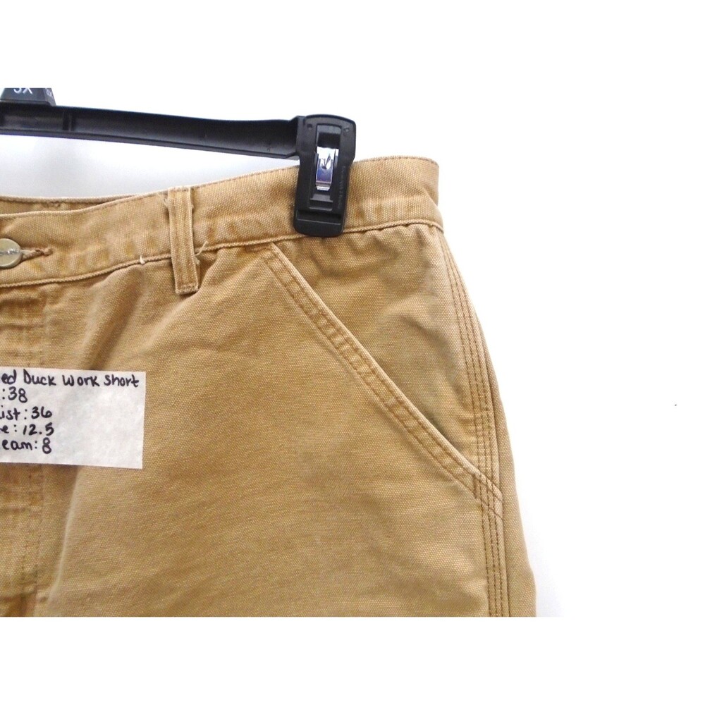 VTG Carhartt B25 BRN Carpenter Shorts Made In USA Duck Canvas Brown Mens 38x8 - Picture 5 of 6